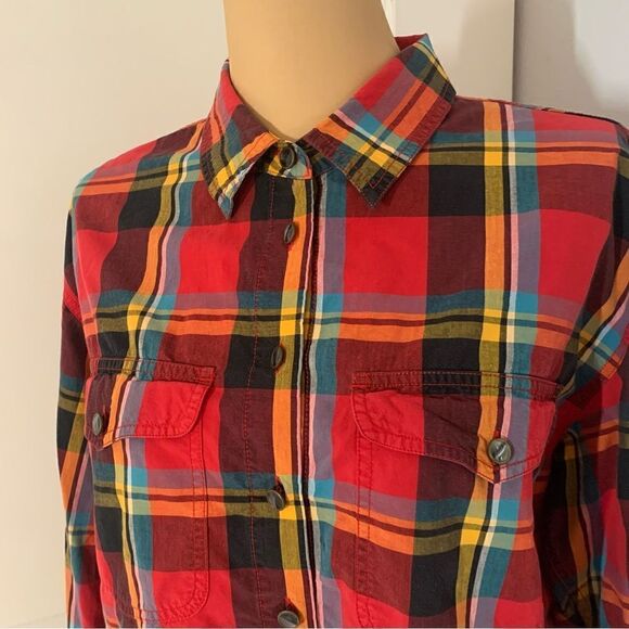 Liz Wear Cotton Red Plaid Flannel - Picture 3 of 6